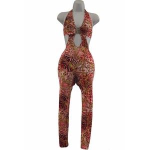 exotic dancewear Halter Top Printed With Some Scrunch Butt pink chain small